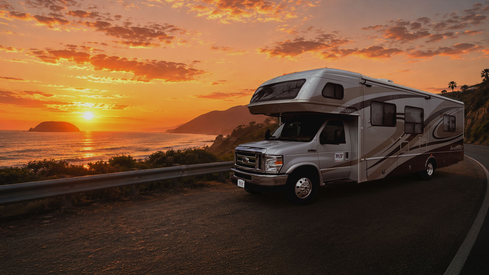 The RV Krew motorhomes lined up outdoors